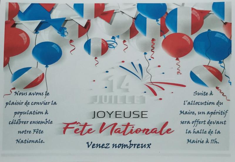 Flyer de l'invitation avec decor de ballons bleu blanc rouge