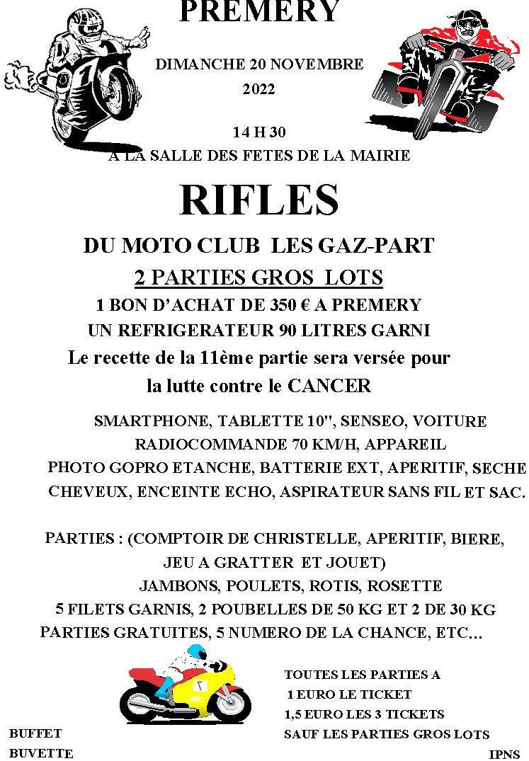 Affiche des rifles du moto club "les gaz-part"